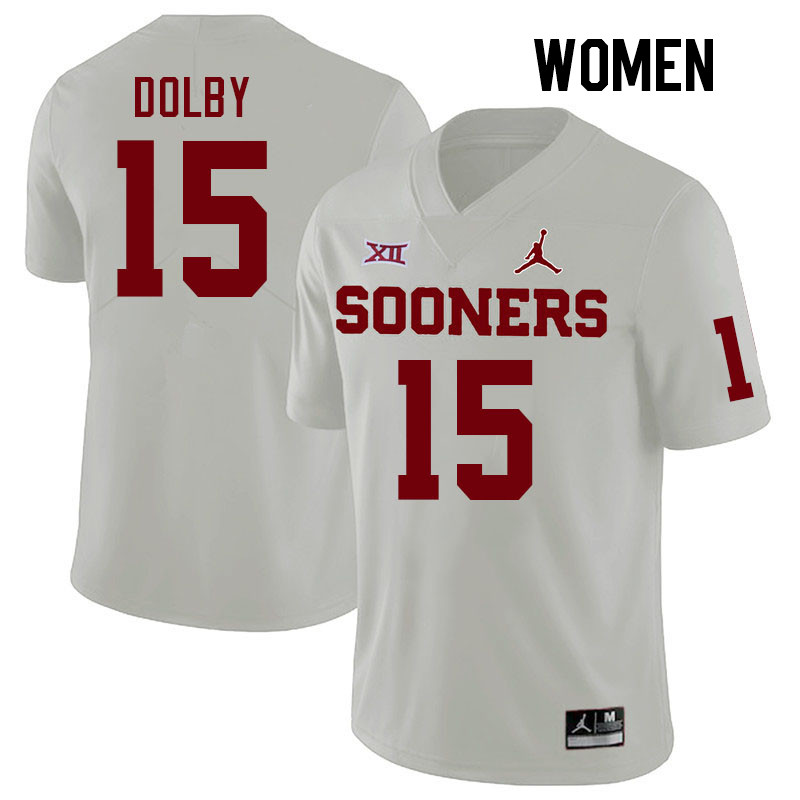 Women #15 Kendel Dolby Oklahoma Sooners College Football Jerseys Stitched-White